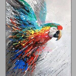 Oil Painting100% Handmade Hand Painted Wall Art On Canvas Colorful Animal Abstract Parrot Bird Home Decoration Decor Rolled Canvas No Frame Unstretched