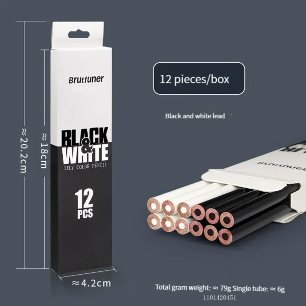 2/12Pcs Black White Color Pencils - Permanent Color Drawing Pencil Oil-based Wooden Colored Pencils for Artist and Beginner Art - Image 6