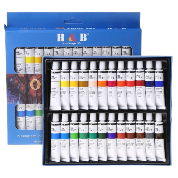 24 Colors Professional Oil Painting Paint Drawing Pigment 12ml Tubes Set Artist Art Supplies - Image 2