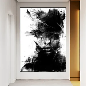 Abstract Art Black White Female Face Cuadros Canvas Painting Wall Posters HD Print Nordic Picture for Living Room Bedroom Decor