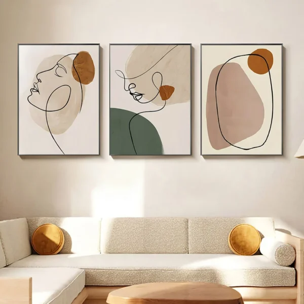 Abstract Geometric Face Line Art Wall Posters Canvas Painting Print Picture Modern Mid Century Living Room Interior Home Decor - Image 2