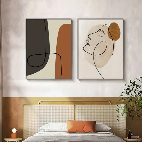 Abstract Geometric Face Line Art Wall Posters Canvas Painting Print Picture Modern Mid Century Living Room Interior Home Decor - Image 3