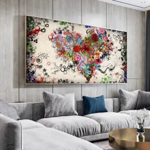 DIY Diamond Painting 5D Flowers Full Drill Square Love Painting Abstract Colorful Heart Flowers For Living Room Home Decoration