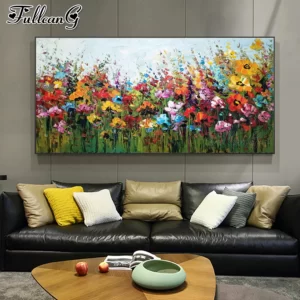 FULLCANG Abstract Flower Oil Style Mosaic Painting large size full square round drill diamond embroidery sale wall decor FG0746