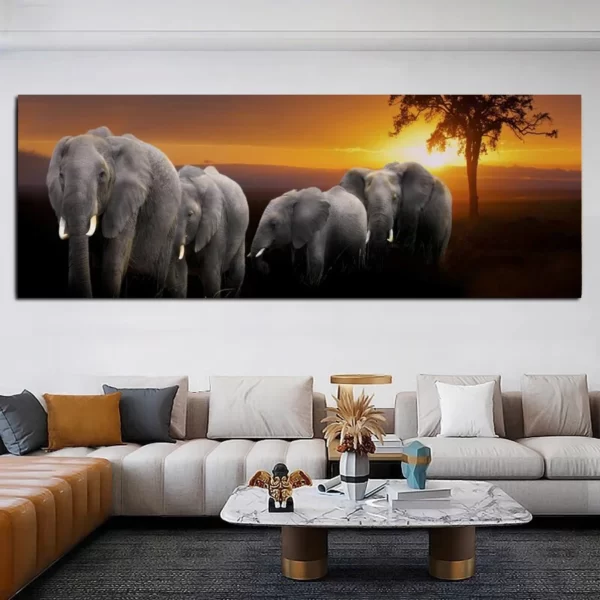 FULLCANG Large Size Grassland Elephants Life Diamond Painting Kits Diy Full Mosaic Embroidery Wild Animals Wall Decor FG2206 - Image 2