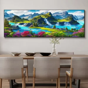 Flowers Grand Waterfall Green Natural Landscape 5D DIY Diamond Painting Large Full Drill Diamond Mosaic Embroidery Gift A630