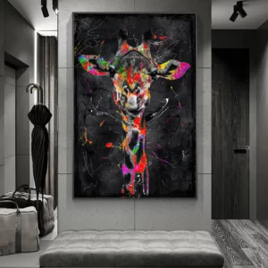 Giraffe Graffiti Art Abstract Canvas Paintings on the Wall Art Posters and Prints Animals Modern Pictures For Kids Room Decor