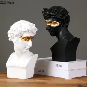 Gold Plated Mask David Statue Artwork Character Resin Sculpture Desk Ornaments Portrait Figures Statue Living Room Decoration