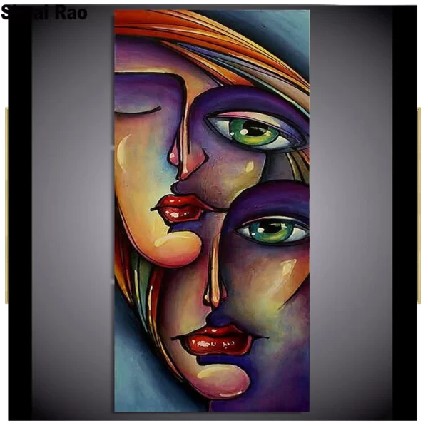 Large size full round drill diamond painting cross stitch diamond mosaic Emeroidery woman face Colorful Abstract art home decor - Image 6