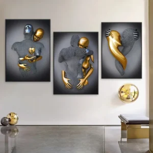 Modern Metal Figure Statue Art Canvas Painting Romantic Abstract Posters and Prints Wall Pictures for Living Room Home Decor