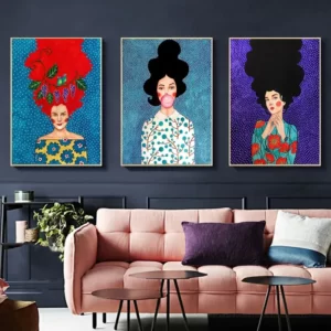 Vintage Abstract Girl Hair Flower Women Wall Art Canvas Painting Fashion Nordic Poster Wall Pictures For Living Room Unframed