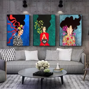 Vintage Abstract Girl Hair Flower Women Wall Art Canvas Painting Fashion Nordic Poster Wall Pictures For Living Room Unframed