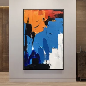 Hand-painted Art Colourful Knife Painting Blue Abstract Handmade Oil Painting Canvas Living Room Picture Wall Fashion Decorative