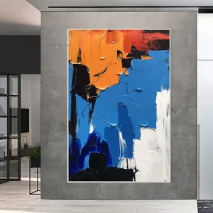 Hand-painted Art Colourful Knife Painting Blue Abstract Handmade Oil Painting Canvas Living Room Picture Wall Fashion Decorative