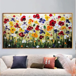 Nordic Art Abstract Flowers Oil Painting on Canvas Wall Art Posters and Prints Wall Pictures for Living Room Home Cuadros Decor